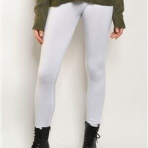 White Fleece High Waisted Leggings One Size